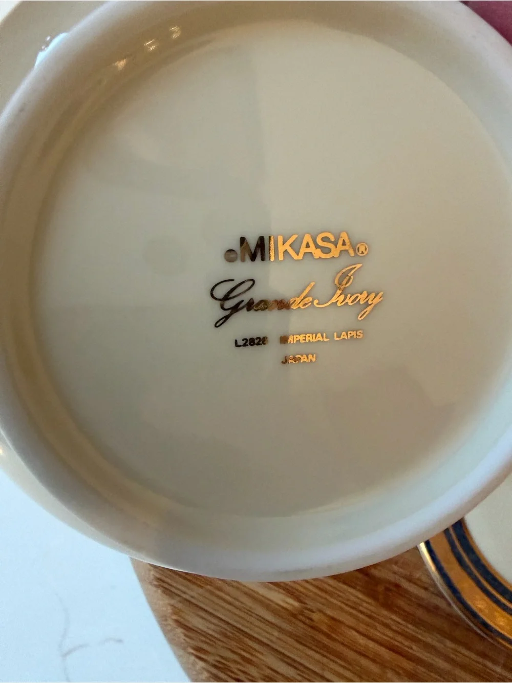 Vintage Mikasa Grande Ivory Japan Cream and Sugar Set Imperial Lapis Pattern